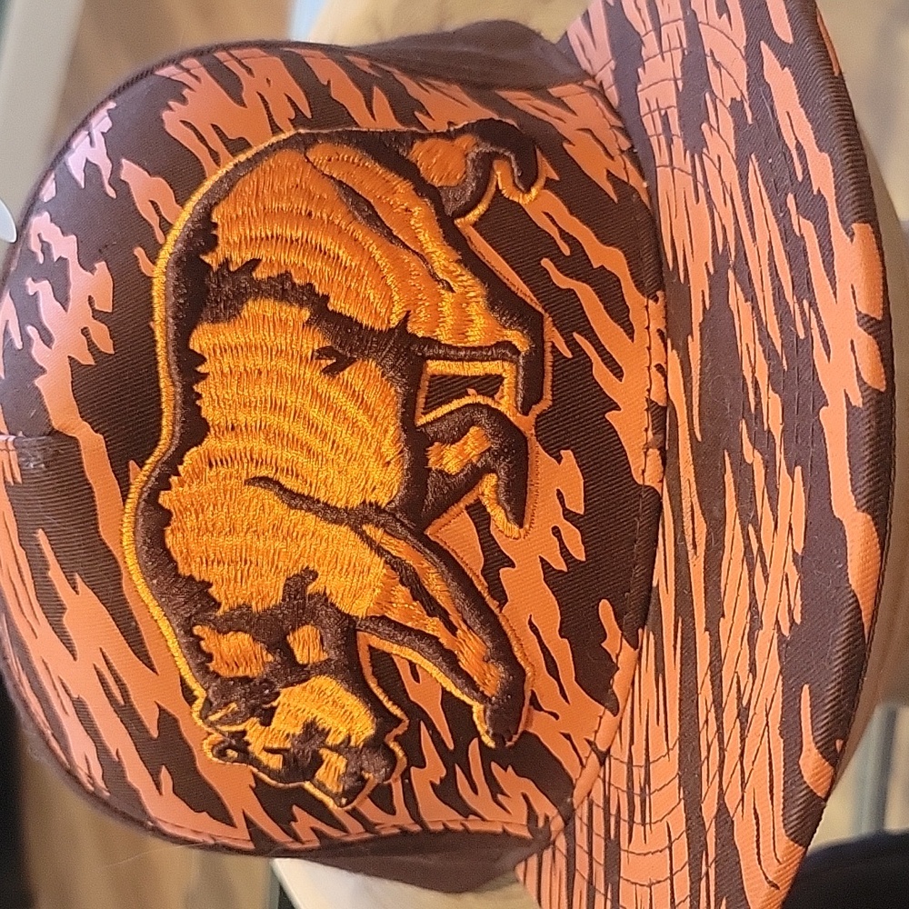 Brown and Orange Bear Pattern Cap CALI BEAR
